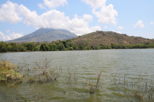 Panoramic view on the Concepción Volcano from Charco Verde Lagoon.