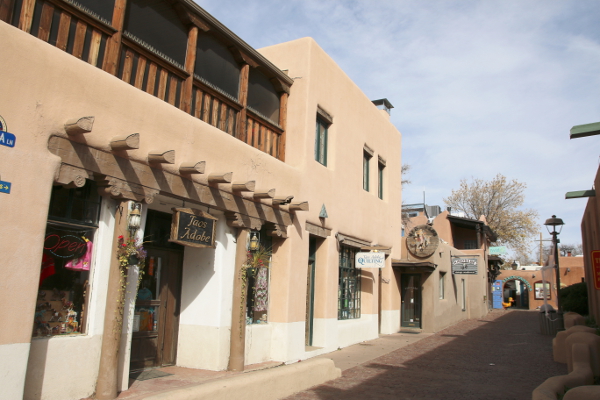 Adobe architecture in the city Taos.